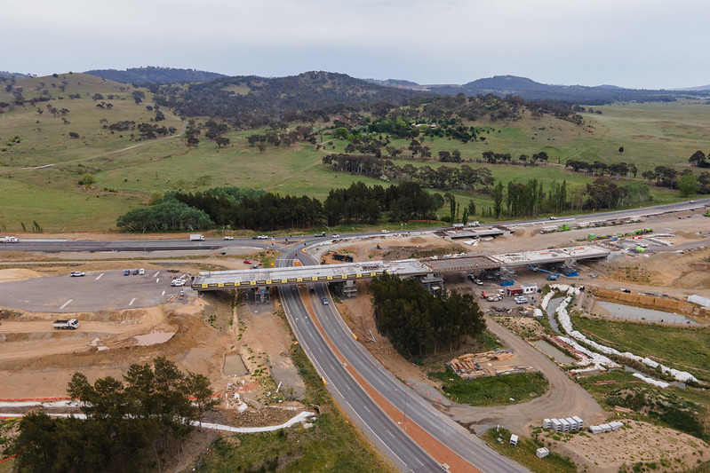 A bridge being constructed as part of a highway.