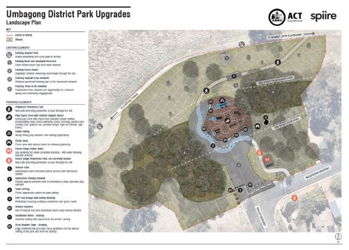 A map of Umbagong District Park showing where the new features will be.