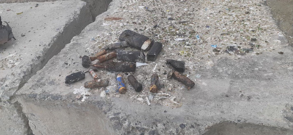 Batteries retrieved from waste chute/compactor area