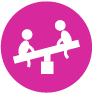 Pink icon of children on a seesaw