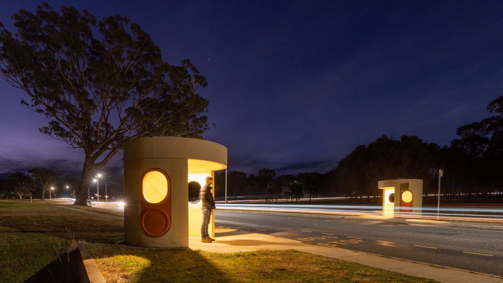 Canberra bus stop at night